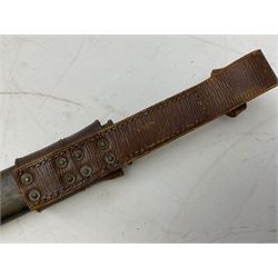 WW1 American Model 1917 Enfield bayonet by Remington with 43cm fullered steel blade; in leather scabbard with frog L59cm overall; and American M5A1 knife bayonet marked MILPAR COL to the cross-piece (no scabbard) (2)