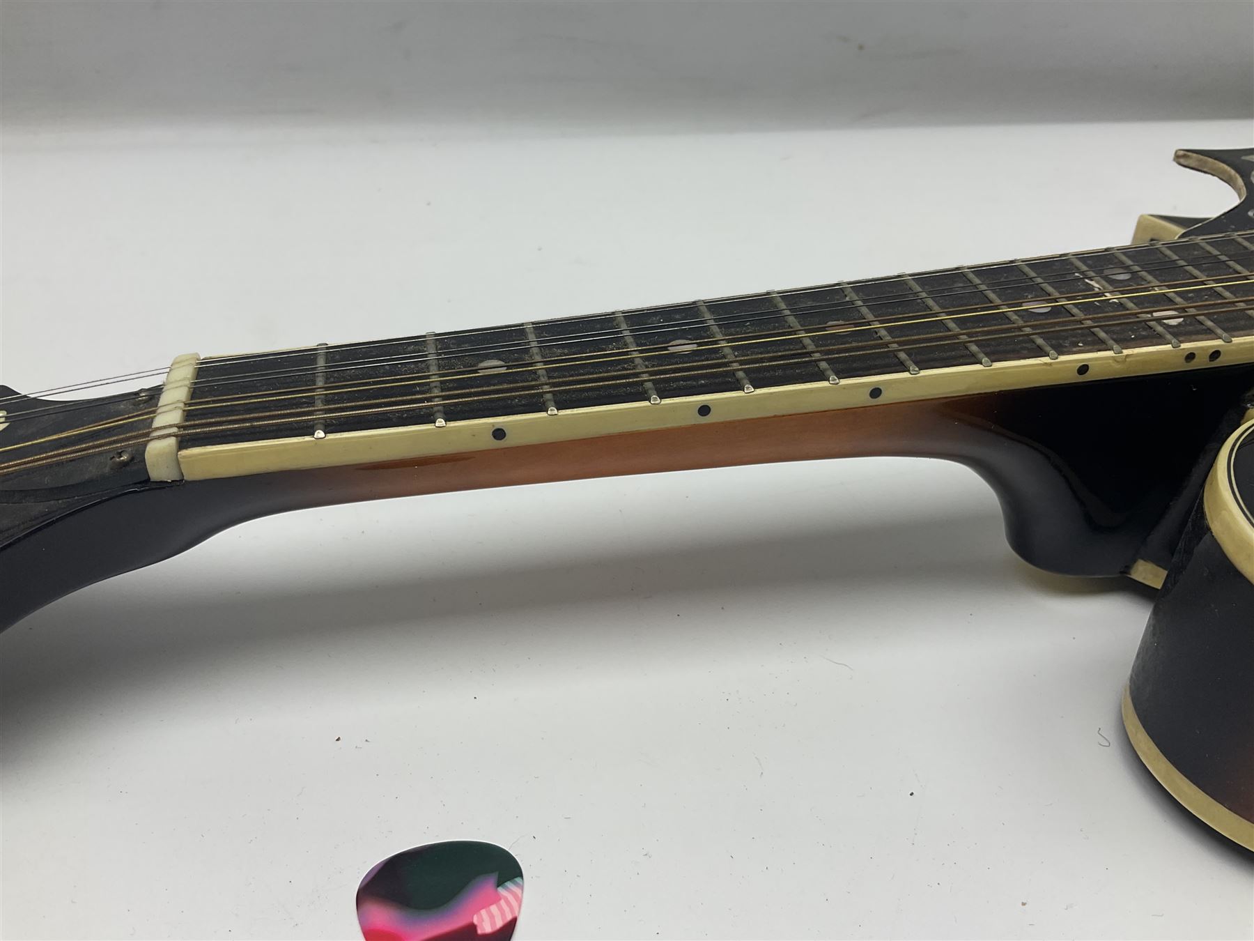 Ashbury F-Model eight-string mandolin, model no.IMF-150 with two-piece maple back and ribs and sunburst top, mother-of-pearl inlay; bears maker's label; L69cm