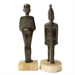  Egyptian bronze figure of Osiris H20cm, another Egyptian figure, small vase and cover and an ancient wine vessel (4)