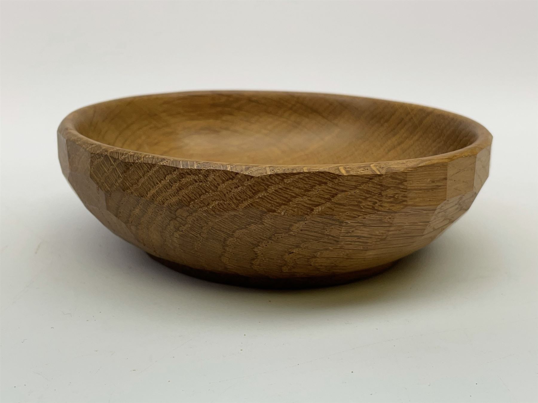 'Mouseman' tooled oak nut bowl carved with mouse signature, by Robert Thompson of Kilburn