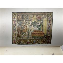 Collection  of 'the Flowers of Sheakspeare' bound in a book, approximately twenty nine studies in watercolour, each work detailing the act the flower is mentioned, together with the tapestry book by Candee. 