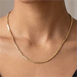 Gold rectangular link chain necklace stamped 585 and 375