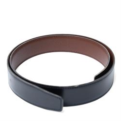 Hermès - vintage black leather belt, with silver-tone rectangular pin buckle and stitched edging, stamped HERMÈS; with additional Hermes reversible black and brown belt (no buckle), size 80