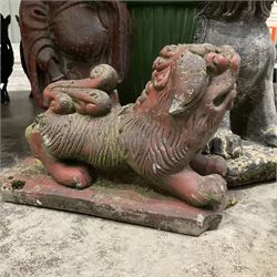 Set of four cast stone Chinese garden ornaments and green glazed terracotta pot - THIS LOT IS TO BE COLLECTED BY APPOINTMENT FROM DUGGLEBY STORAGE, GREAT HILL, EASTFIELD, SCARBOROUGH, YO11 3TX