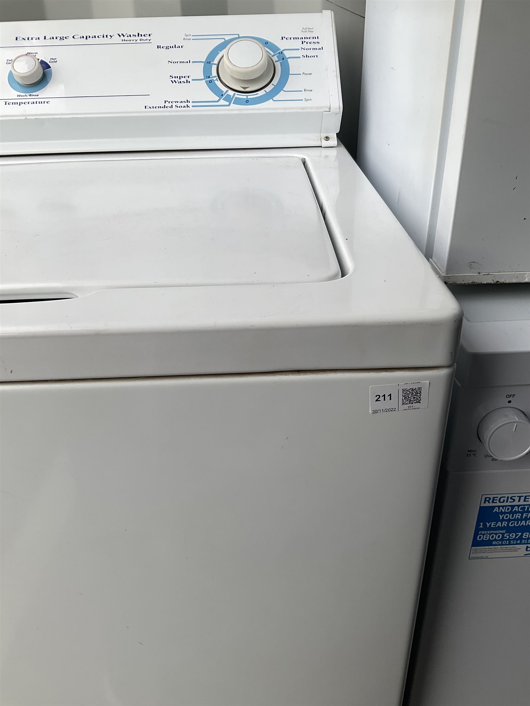 Whirlpool top loading commercial washing machine - THIS LOT IS TO BE COLLECTED BY APPOINTMENT FROM DUGGLEBY STORAGE, GREAT HILL, EASTFIELD, SCARBOROUGH, YO11 3TX