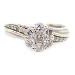  White gold diamond cluster ring, hallmarked 9ct, diamonds 0.42 carat  