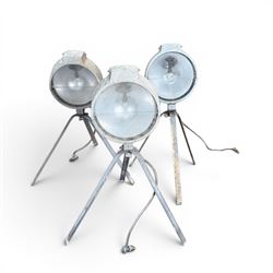 Bullfinch Lighting - collection of three gas floodlights on tripod bases (Medium Stands)