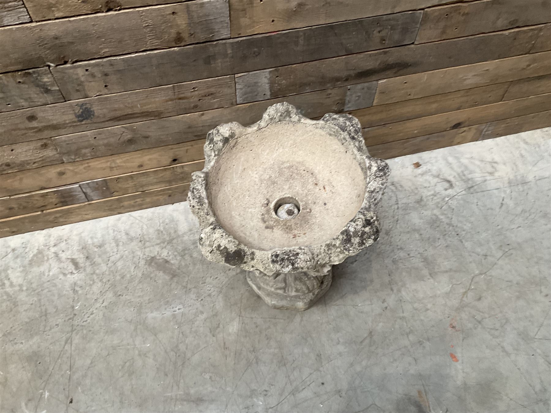 Collection of 9 decorative stone garden objects including sun dial small troughs mill stone and more,