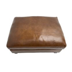 Laura Ashley Home -rectangular pouffe or footstool upholstered in brown leather 