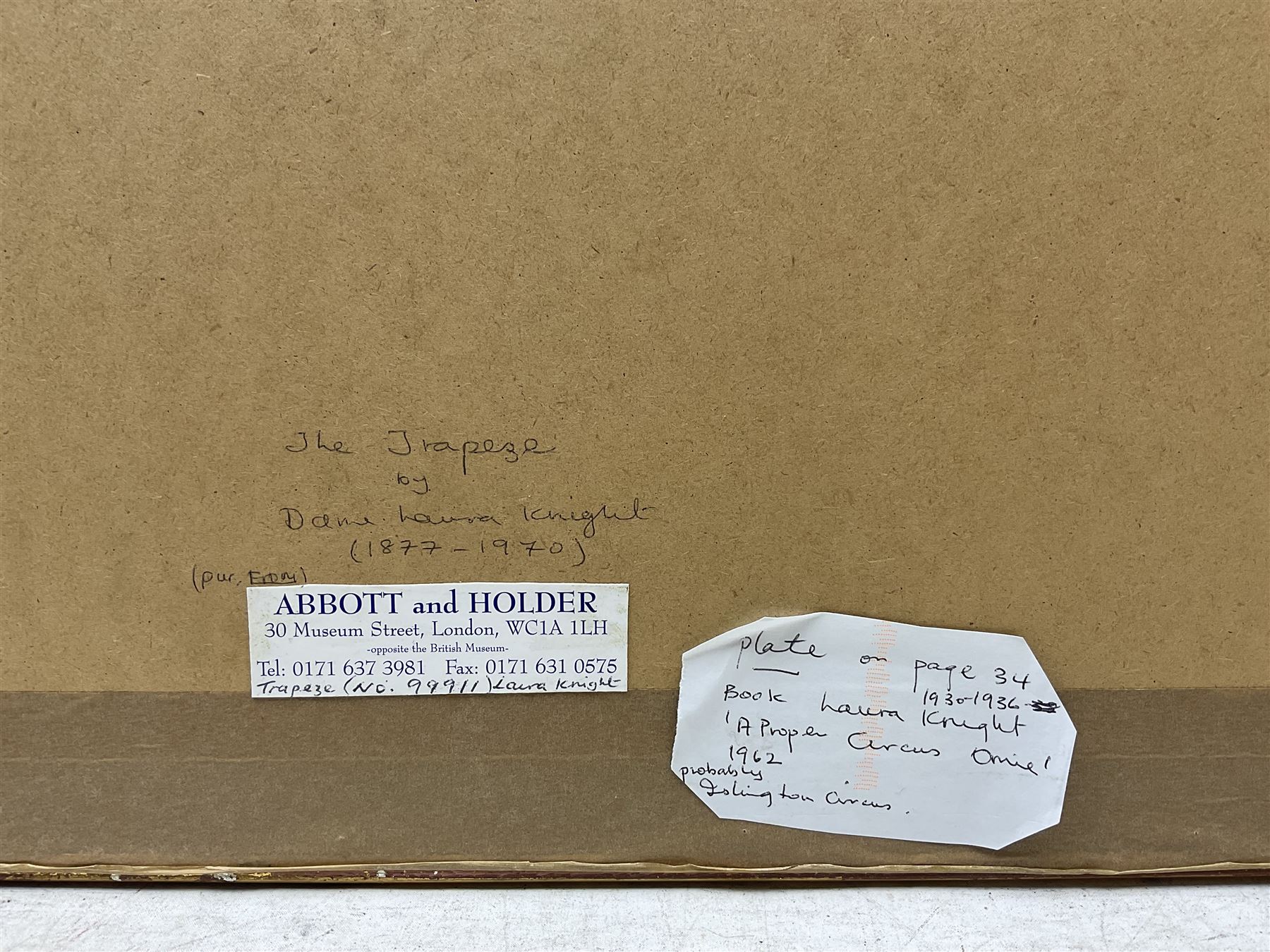 Dame Laura Knight (Staithes Group 1877-1970): 'The Trapeze', pencil unsigned 36cm x 52cm 
Provenance: with Abbott and Holder, Museum Street, London, label verso