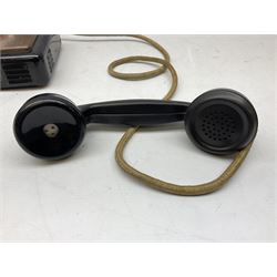 Vintage Belgium Bakelite and copper telephone ,with brass dial and Bakelite receiver, H24cm 