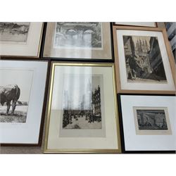 Collection of etchings, artists including Frank Short, Malcolm Osbourne, Anne Hayward (wood engravings), Leonard Russell Squirrell, Grainger Smith, Thomas Riley, Simon Bull, Douglas Ian Smart, Rembrandt (restrike), Kenneth Holmes, William Walcot, Henry Rushbury, etc (16)