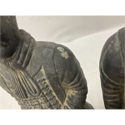 Pair of terracotta warrior style figures, modelled as cavalrymen, H38cm