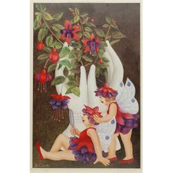 Beryl Cook OBE (British 1926-2008): 'Fuchsia Fairies', limited edition colour lithograph signed and numbered 282/650 in pencil pub. Alexander Gallery Publications Bristol 44cm x 28cm