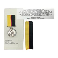 Victoria Queens Sudan Medal 1896-97 awarded to 4616 Pte. C. Griffin 1/R Warwickshire Regiment; with replacement ribbon but original present.