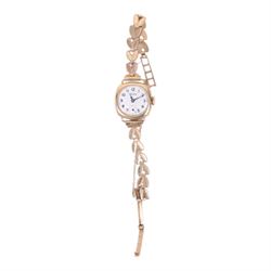 Rotary 9ct gold manual wind wristwatch, on 9ct gold bracelet, hallmarked