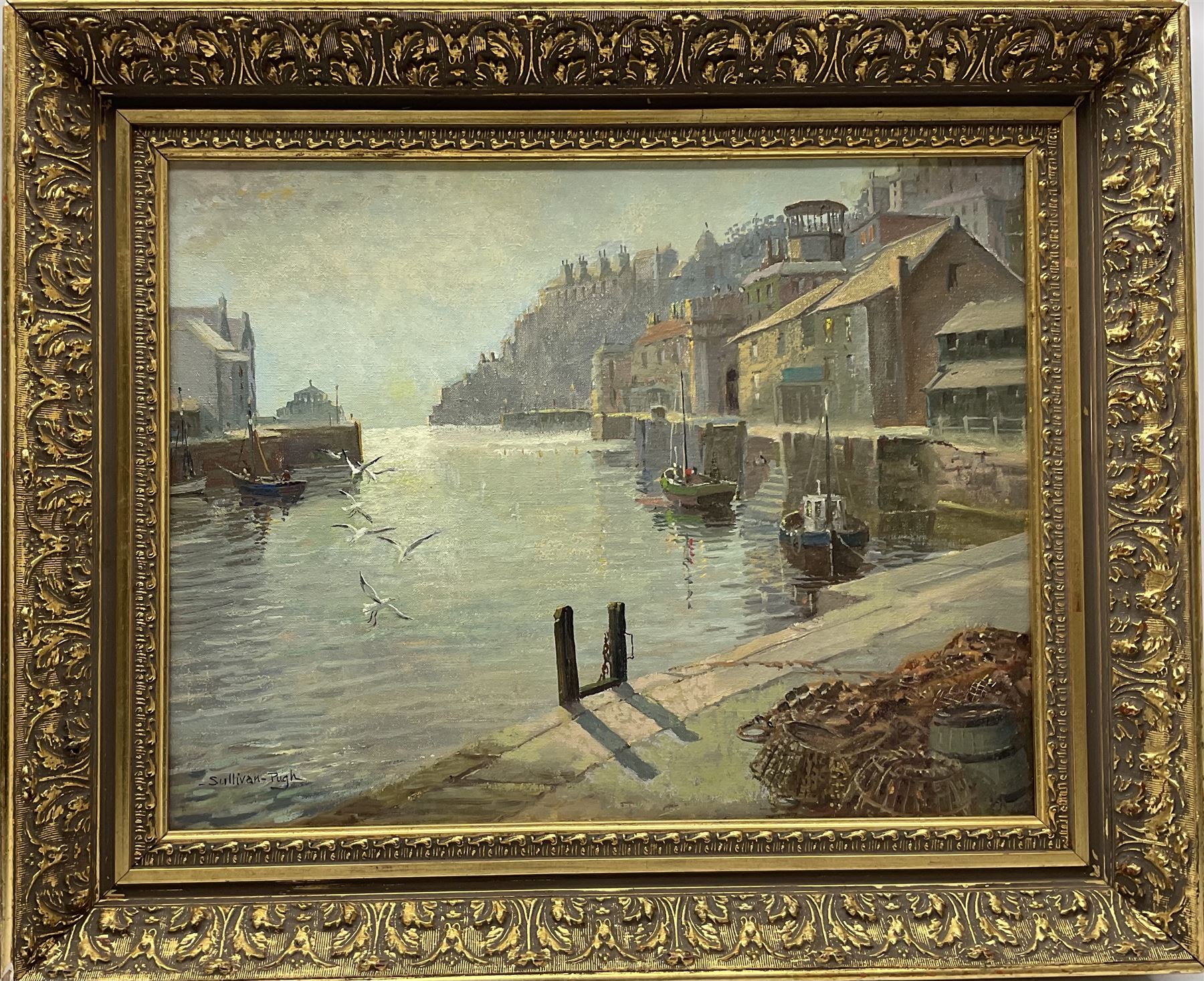 Norbert Sullivan Pugh (British 20th century): Cornish Harbour, oil on canvas signed 34cm x 44cm