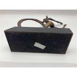 John Huggins FRBS (British 1938): 'Girl with Hoop', bronze sculpture upon black lacquered wooden base, H33cm, artist resale rights apply