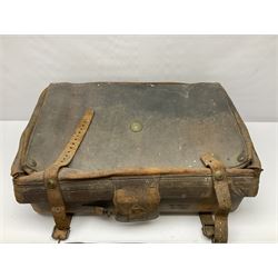 19th century leather suitcase, with brass plaque to cover engraved 'C R F Lutwidge Esq', the pink silk and white kid leather interior with pouch and edging impressed with gilt lettering reading 'By Appointment of Prince of Wales J W Allen 37 Strand Maker Prize Medal Awarded', H21cm, W73cm, Notes: Charles R. Fletcher Lutwidge, was mayor of Tunbridge Wells between 1895-1898, and again between 1901-1902