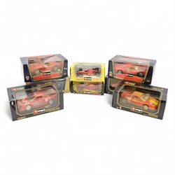 Six Bburago 1:18 scale Ferrari models, comprising 3042 F40 Evoluzione 1992, 3336 Gold Coll...