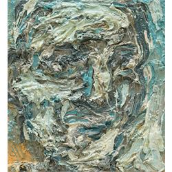 Barry De More (Yorkshire 1948-2023): 'Blue Nude' and 'Blue Head', two oils on cardboard signed and inscribed verso max 41cm x 32cm (2)