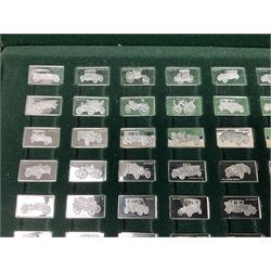 '100 Greatest Cars', set of one hundred silver miniature car ingots by John Pinchers, in presentation box 