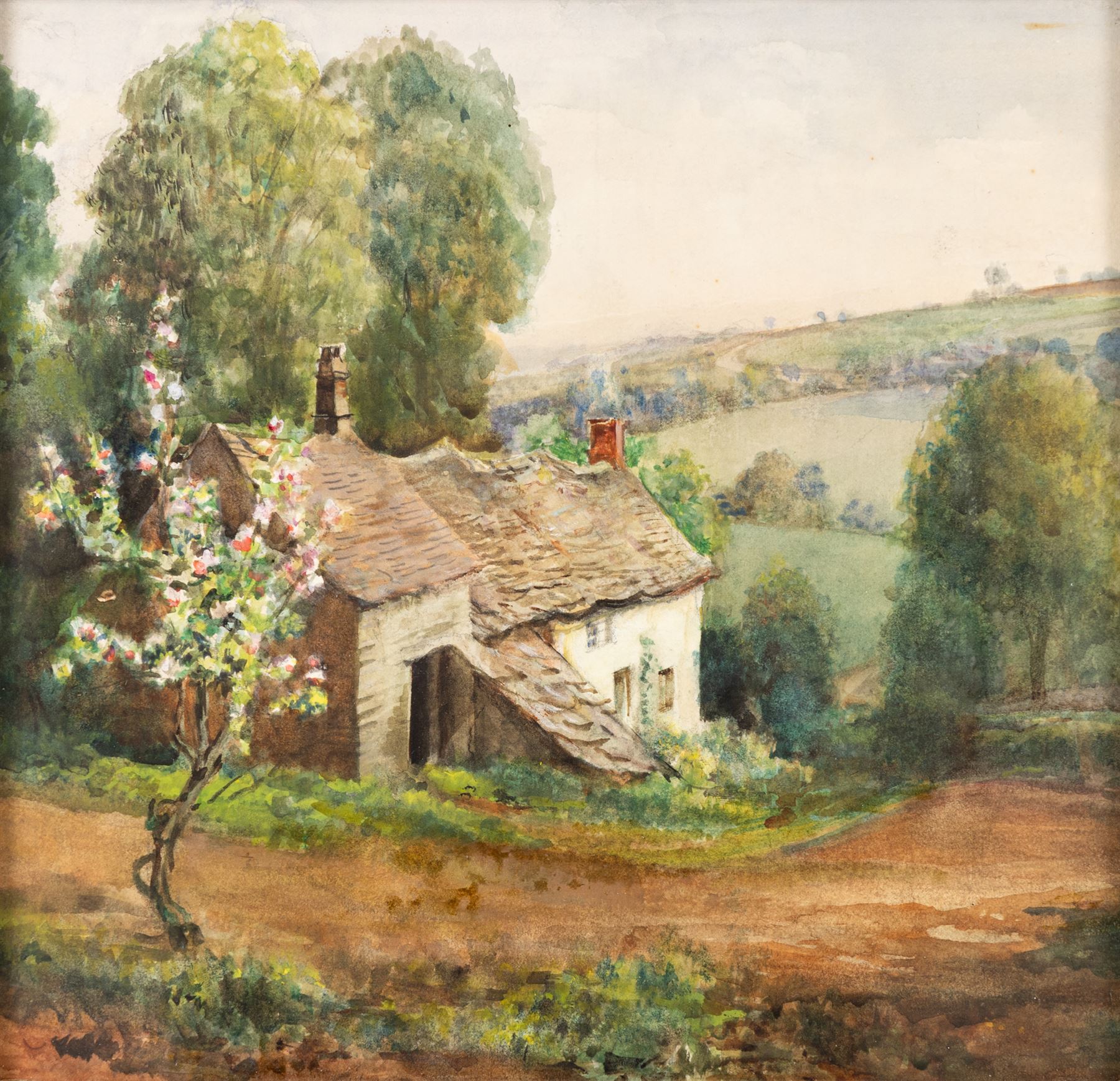 English School (Early 20th Century): Cottage on a Hillside, watercolour unsigned 24cm x 25cm