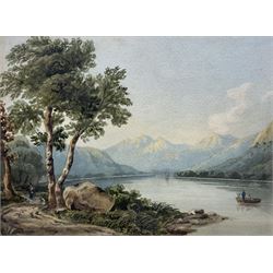 John Varley (British 1778-1842): Rowing Boat on a Scottish Lake, watercolour signed 20cm x 27cm