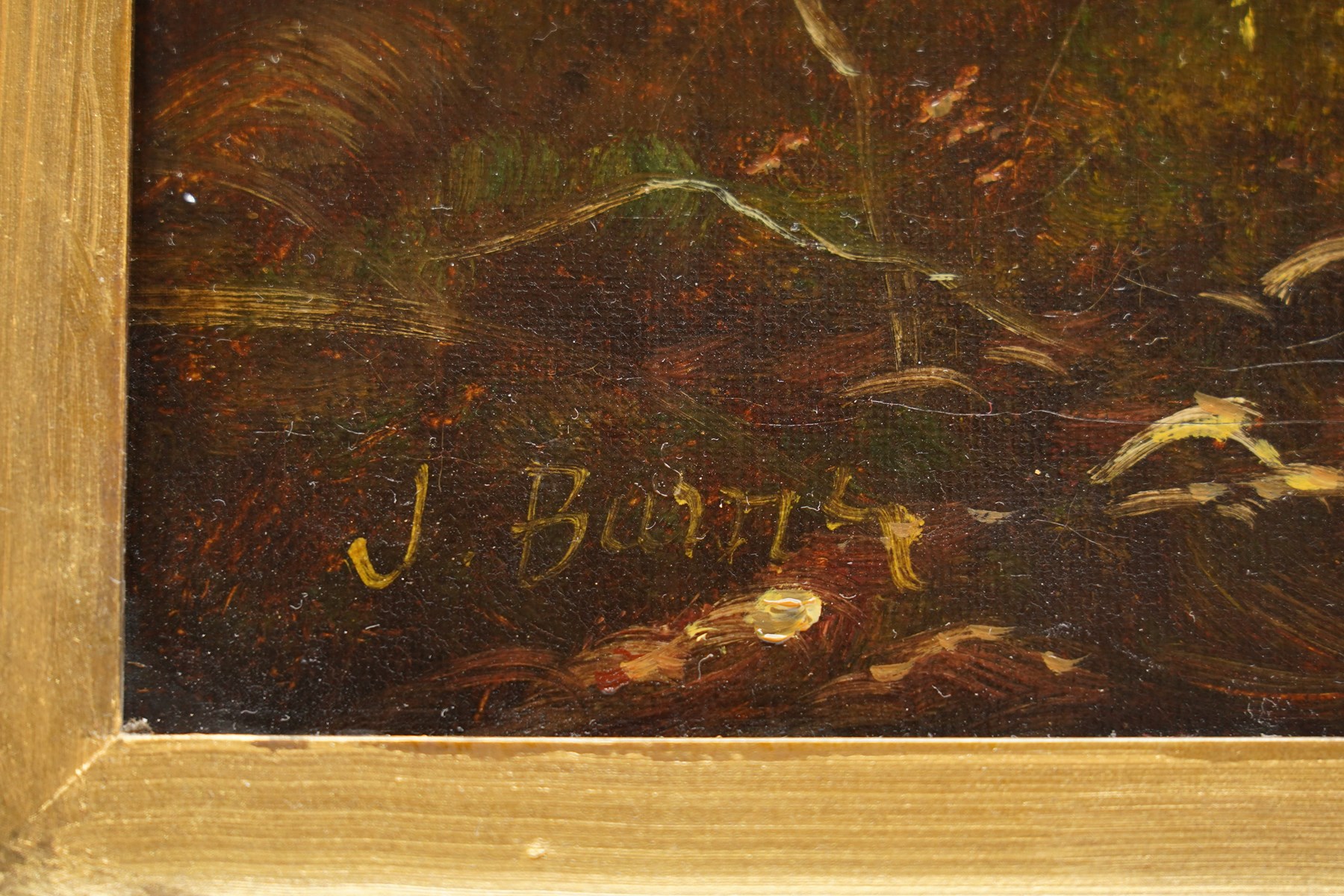 English School (Early 20th century): Naive Highland Cattle, oil on canvas indistinctly signed J Burn* 29.5cm x 60cm
