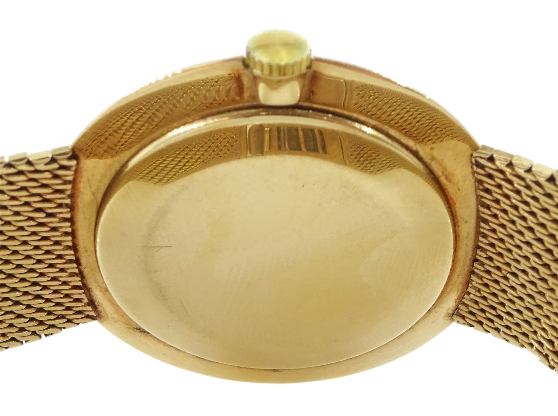 Movado gentleman's 9ct gold manual wind wristwatch, silvered dial with baton hour markers and subsidiary seconds dial, London 1958, on integral 9ct gold bracelet