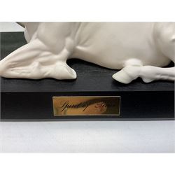 Five Beswick and Royal Doulton horse figures in matt white on black plinths, comprising of  Spirit of Affection no. 2689/2536, Springtime no.2837, Spirit of peace no.2916, Spirit of earth no.2914 and Spirit of the wild no. 183, together with a composite figure of a horse (6)