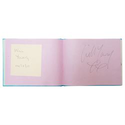 Two autograph books including sporting, entertainment and other autographs including Ricky Tomlinson, Steve Cram, Terence Stamp, members of Groove Armada, Geoffrey Boycott, JLS, Jimmy Carr etc over 120 signatures collected by G4 Security at Jersey Airport 2010-2012 and four menus with signatures of Harold Wilson, Jim Callaghan and other Labour Party politicians etc