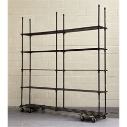 Early 20th century heavy duty dead rack, ex Ratnors bank depository, disassembles for tran...