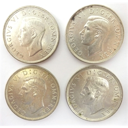  Four Great British King George VI half crown coins (4)  