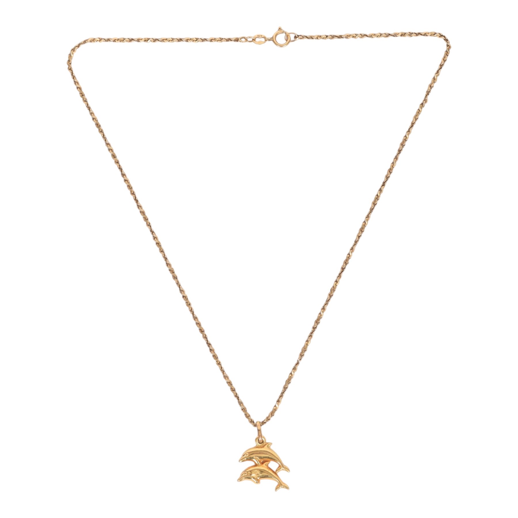 9ct gold dolphin pendant necklace