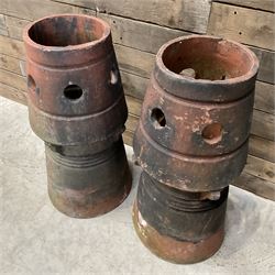 Pair of Victorian terracotta circular chimney pots