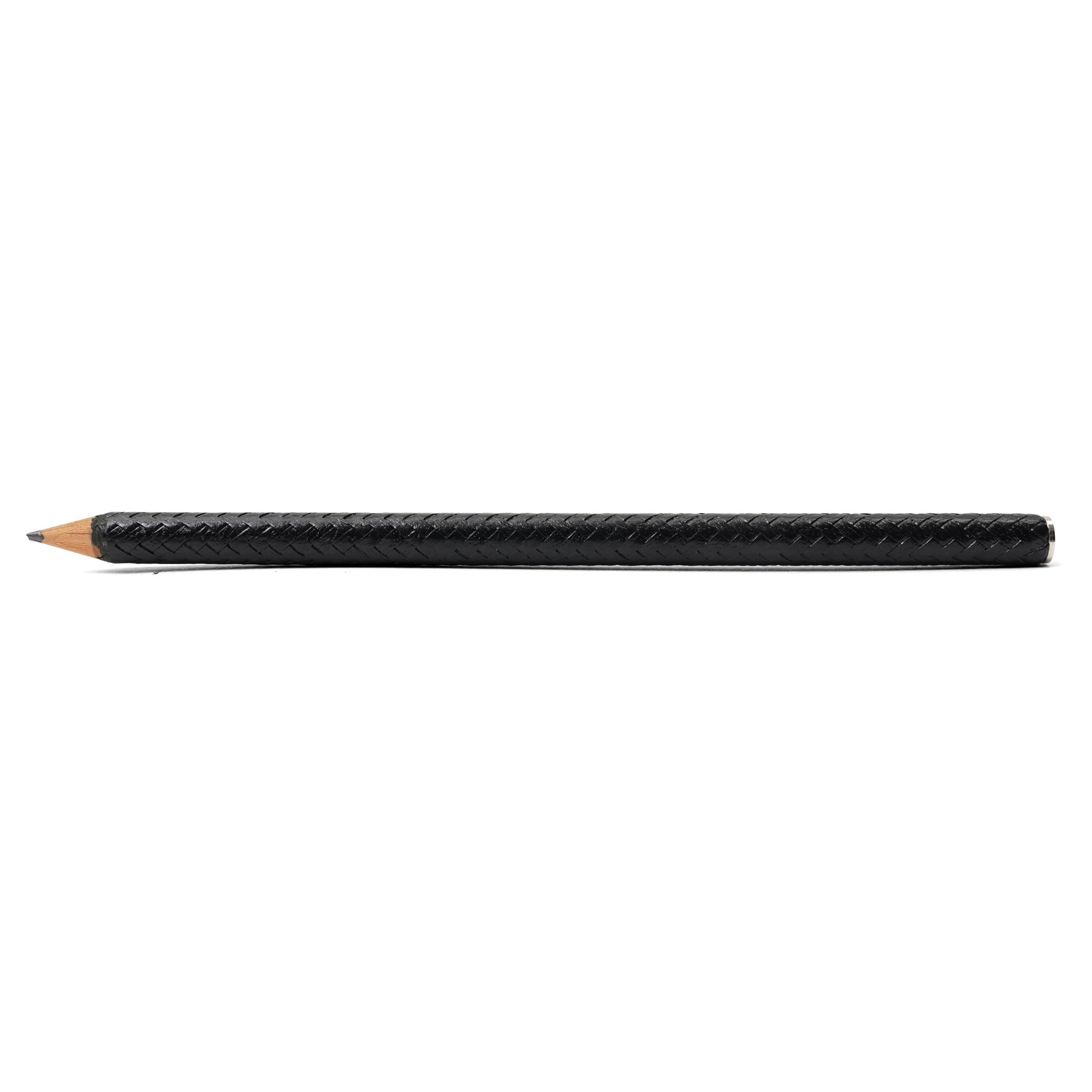 Hermès - ‘H’ pencil sharpener, brushed palladium-tone metal, with black leather-covered pencil, two original boxes and booklet