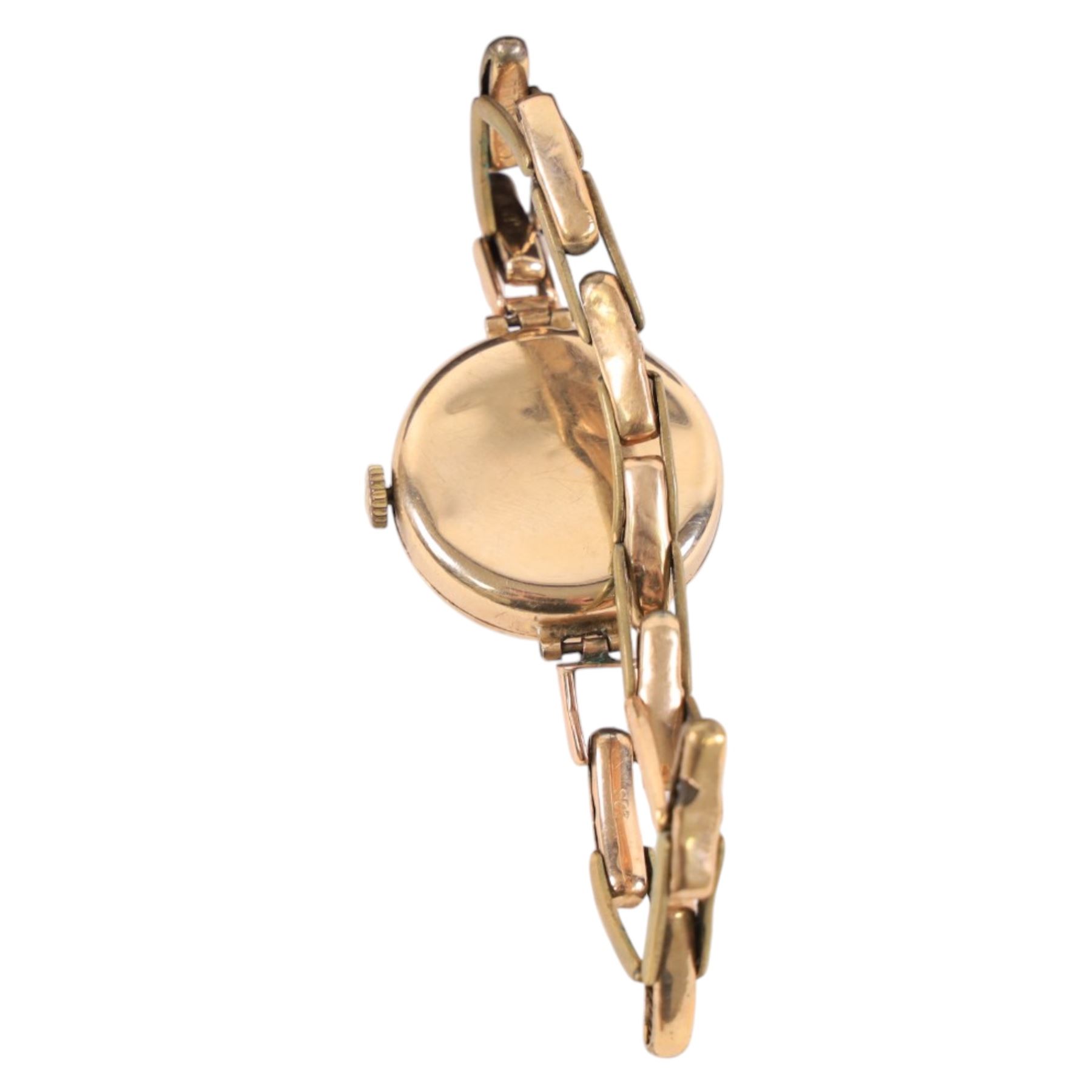 Four 9ct gold manual wind wristwatches, three on gold-plated bracelet straps