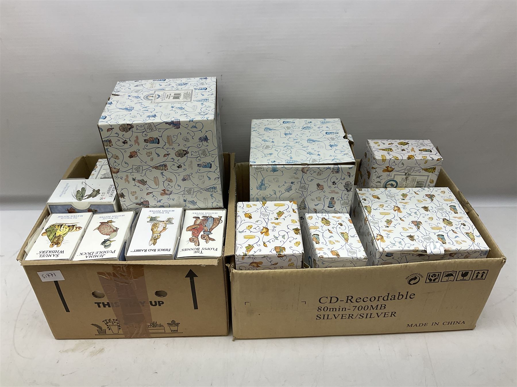 Frederick Warne & Co The World of Beatrix Potter figures to include Peter Rabbit in Mr Mcgregor's Garden, Peters Hiding place, Mrs Tiggy Winks, The Tale of Jonny Town-Mouse, etc, many with original boxes 