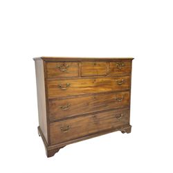 Early 19th century mahogany chest, moulded rectangular top over three short and three long graduating drawers, bracket feet