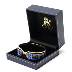 Frey Wille gold plated and enamel suite of jewellery from the Dolphins of Poseidon collection, including a pair of hoop earrings, hinged bangle and pendant on snake chain necklace, all boxed