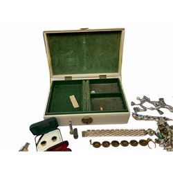 Silver cigar piercer by Dunhill, Birmingham 1958, gold garnet ring, stamped 9ct, Victorian rose gold shank hallmarked with soldered gilt cameo head and a collection of vintage and later costume jewellery