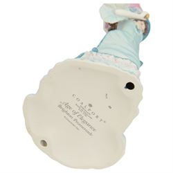 Eighteen Coalport Age of Elegance bisque figurines, including Brighton Promenade, Kensington Parade, Spring Pageant and Mandarin Crescent, mostly boxed