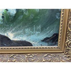 W H Stockman (20th century): Fully Rigged Ship 'Alexander Yeats' in a Cove, oil on canvas signed 50cm x 75cm 