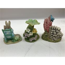 Border Fine Arts Beatrix Potter figures, to include Tableau no. 669814, The Tale of Ginger and Pickles no.A0460, Peter Rabbit in the Garden 739499, Mr Jeremy Fisher A0621, Tabitha Twitchit Brushing Kittens A0625, many with original boxes  