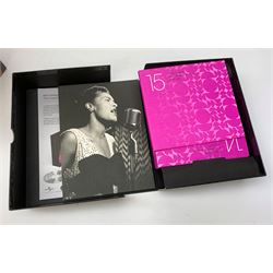 Assorted Jazz and other CD box sets including Frank Sinatra, Gillie Holiday, Ella Fitzgerald, Benny Goodman, Glen Miller, 'Big Band Box, Nat King Cole, Disney, benny Goodman 20 CD box set etc in two boxes