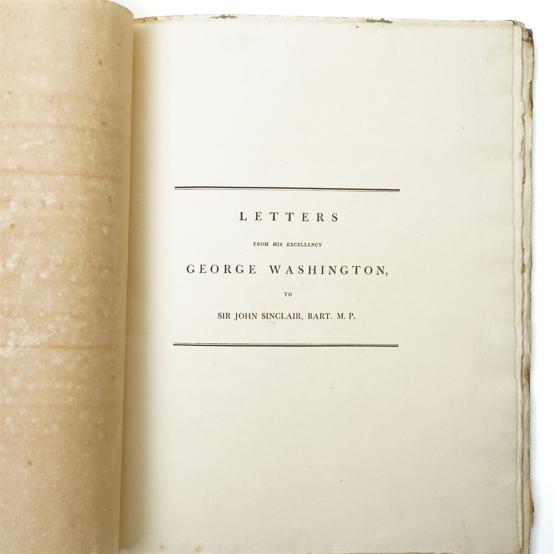 ‘Washington’s Letters’ – A volume containing facsimiles of President George Washington’s letters to Sir John Sinclair Bart M.P. published in London 1800, original boards and with the book plate of Sir William Strickland 6th Baronet of Boynton. Sir William Strickland d1834 was a keen naturalist with an interest in agriculture.
In 1795 he travelled to America where he met Thomas Jefferson, the 3rd President.(d 1826)
He published a survey on American agricultural methods, land prices and wages etc ‘Journal of a Tour of the United States of America 1794-1795’.
He evidently had an interest in coins and may have been in Philadelphia when America's first coinage was struck as he brought early examples home with him.
In 1819 his daughter Priscilla married Charles Winn d1874  the owner of the Nostell Priory estate.
Their descendent Roland Winn, 4th Baron St Oswald d 1984 sold 30 of the American coins at Christie’s in 1964 and in 2015 a flowing hair dollar was sold as part of the D Brent Pogue collection for almost five million dollars
