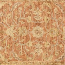 Afghan Ziegler rug, terracotta field with an all-over design of palmettes and stylized foliage in soft beige and gold tones, with a Persian Qum silk prayer rug, with a central tree of life and flowering branches and birds, within multiple floral borders, 88x125cm (2)