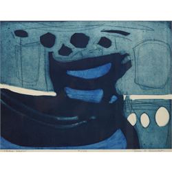 John Brunsdon ARCA (British 1933-2014): 'Blue Water', limited edition coloured etching sig...