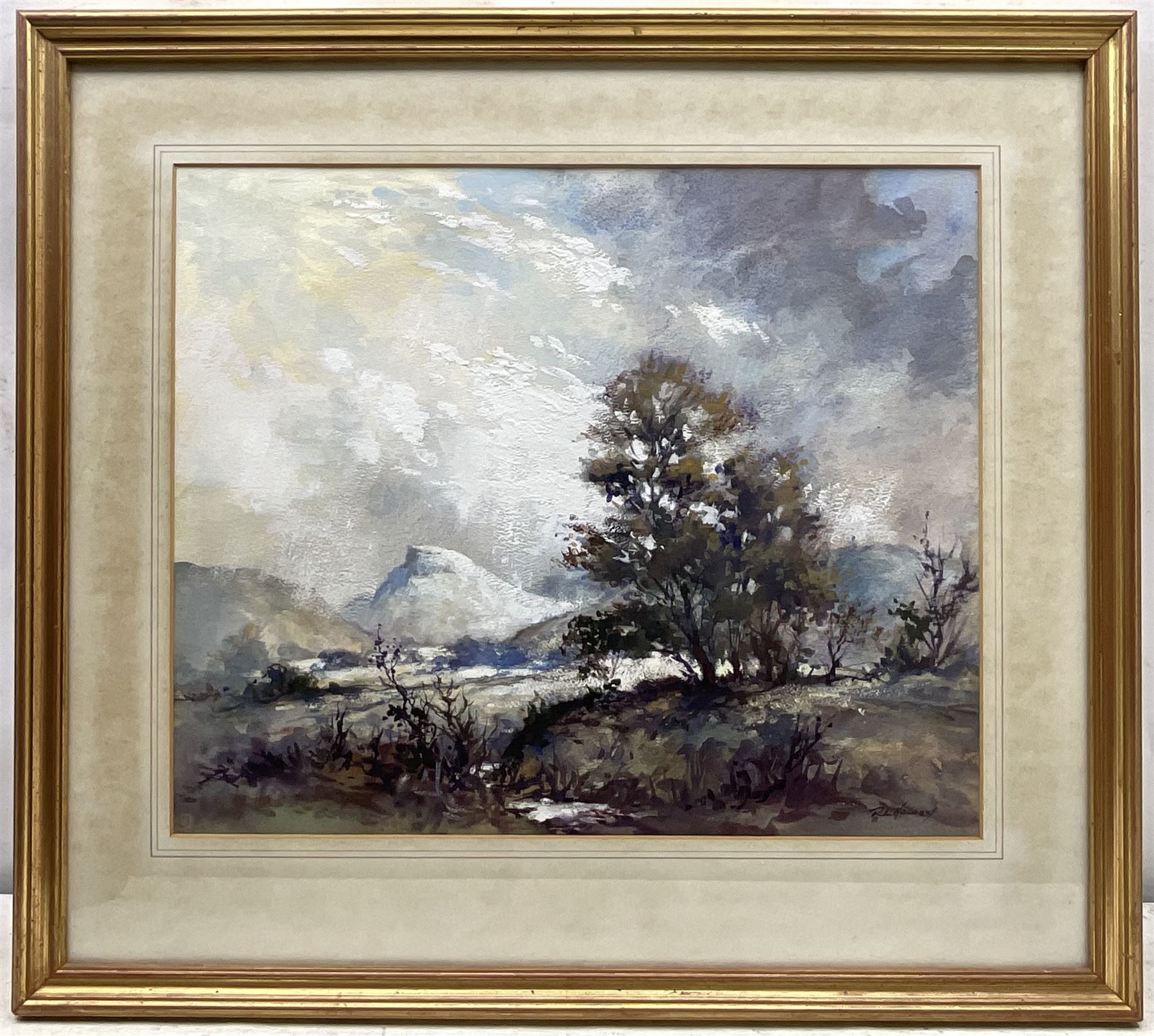 Robert Leslie Howey (British 1900-1981): 'Roseberry Topping - Cleveland Yorkshire', mixed media signed, titled verso 37cm x 44cm